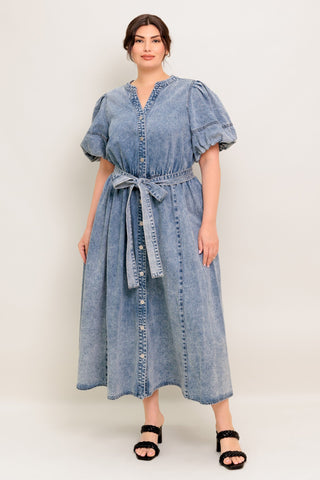 BAREFORM LIGHT DENIM MIDI DRESS - By Baano