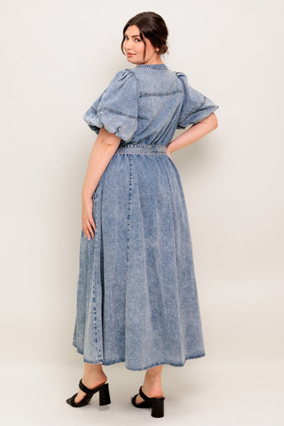 BAREFORM LIGHT DENIM MIDI DRESS - By Baano