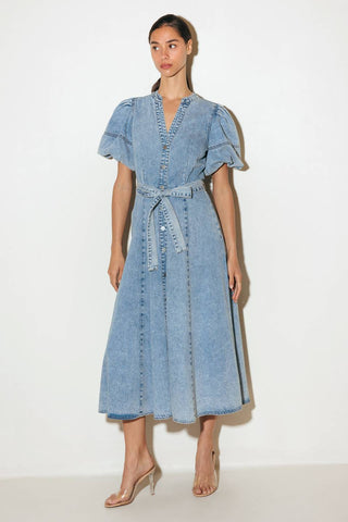 BAREFORM LIGHT DENIM MIDI DRESS - By Baano