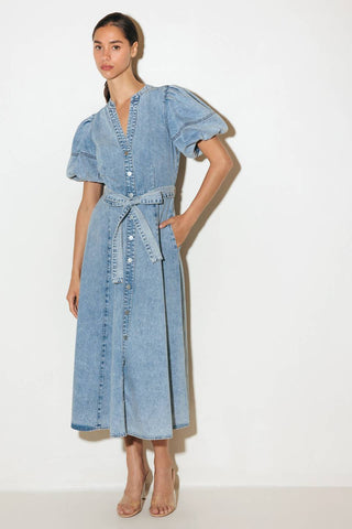 BAREFORM LIGHT DENIM MIDI DRESS - By Baano