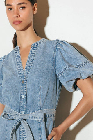 BAREFORM LIGHT DENIM MIDI DRESS - By Baano