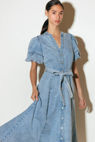 BAREFORM LIGHT DENIM MIDI DRESS - By Baano