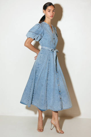 BAREFORM LIGHT DENIM MIDI DRESS - By Baano