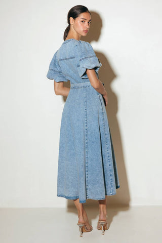 BAREFORM LIGHT DENIM MIDI DRESS - By Baano