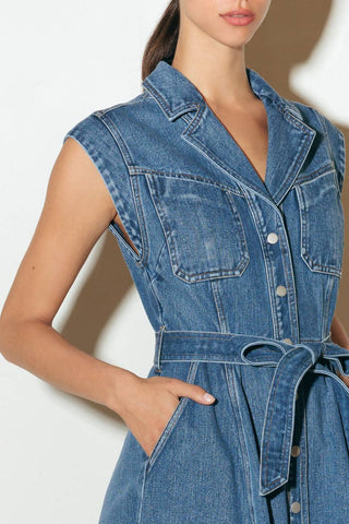 LIGHT CODE MEDIUM DENIM MIDI DRESS - By Baano