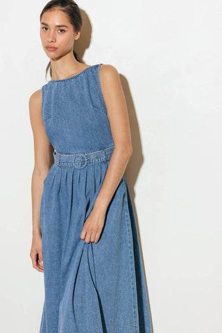LAVENDER FIELDS DENIM MIDI DRESS - By Baano