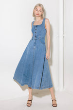 SOFTLY ROMANTIC DENIM MIDI DRESS - By Baano
