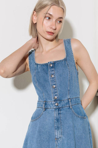 SOFTLY ROMANTIC DENIM MIDI DRESS - By Baano