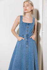 SOFTLY ROMANTIC DENIM MIDI DRESS - By Baano