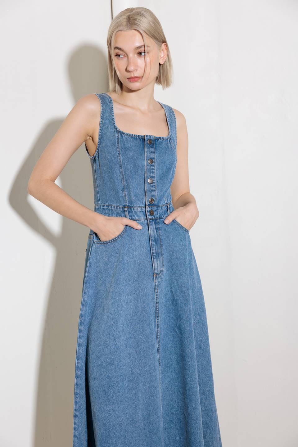 SOFTLY ROMANTIC DENIM MIDI DRESS - By Baano