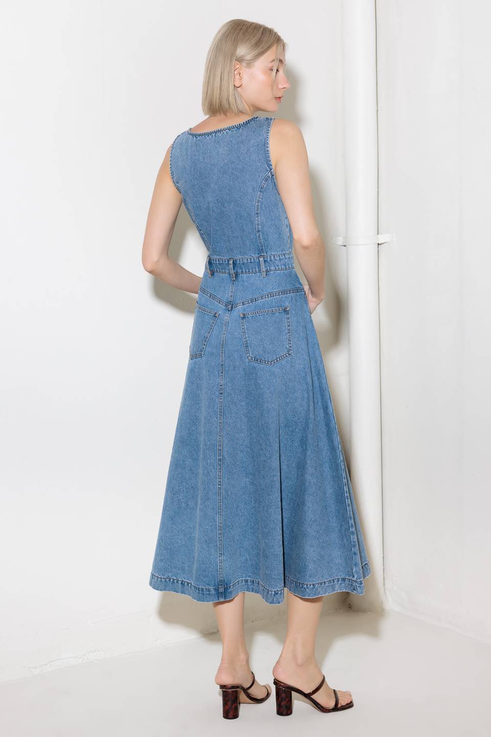 SOFTLY ROMANTIC DENIM MIDI DRESS - By Baano