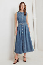 MIDNIGHT RODEO DENIM MIDI DRESS - By Baano
