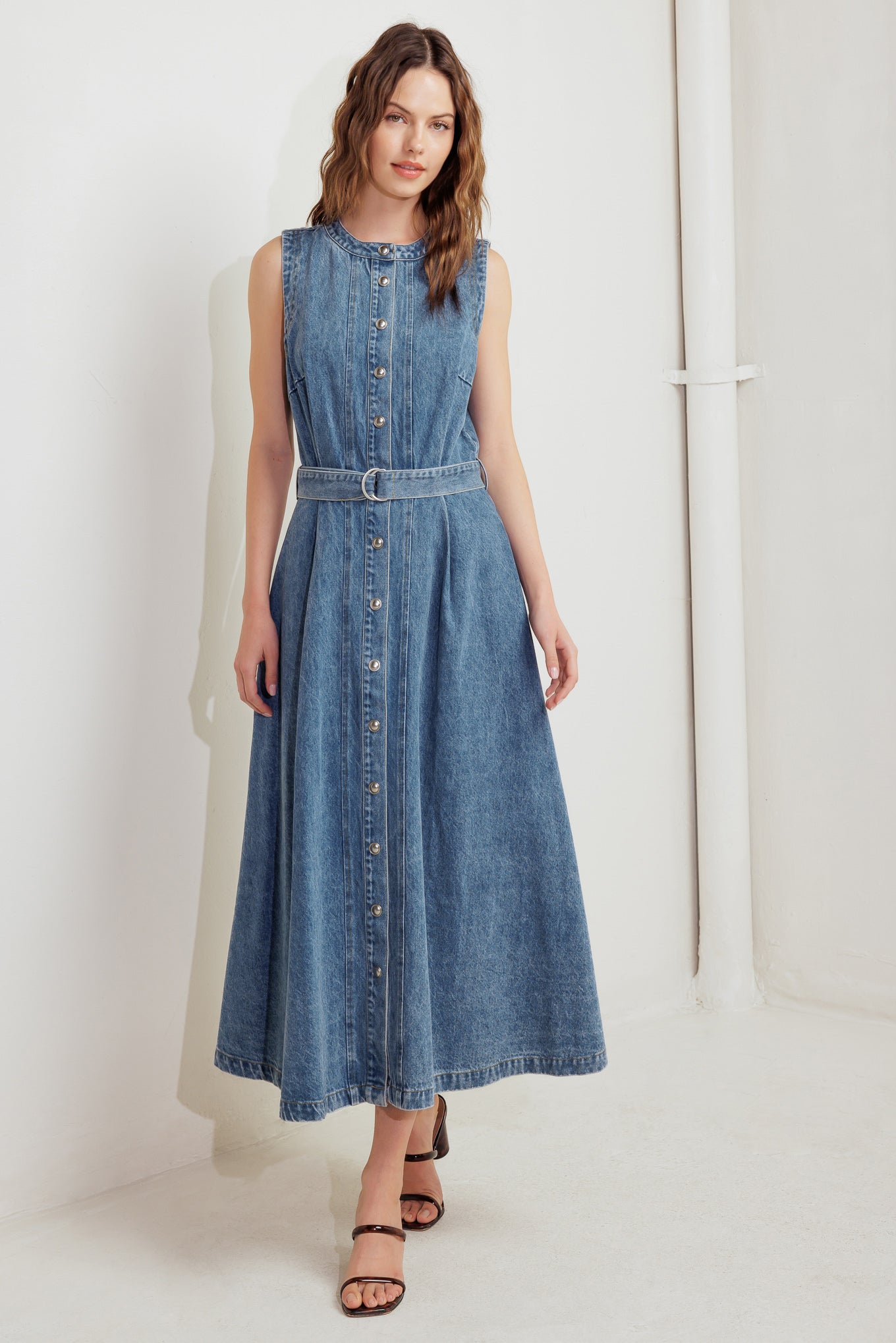 MIDNIGHT RODEO DENIM MIDI DRESS - By Baano