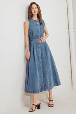 MIDNIGHT RODEO DENIM MIDI DRESS - By Baano