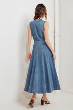 MIDNIGHT RODEO DENIM MIDI DRESS - By Baano