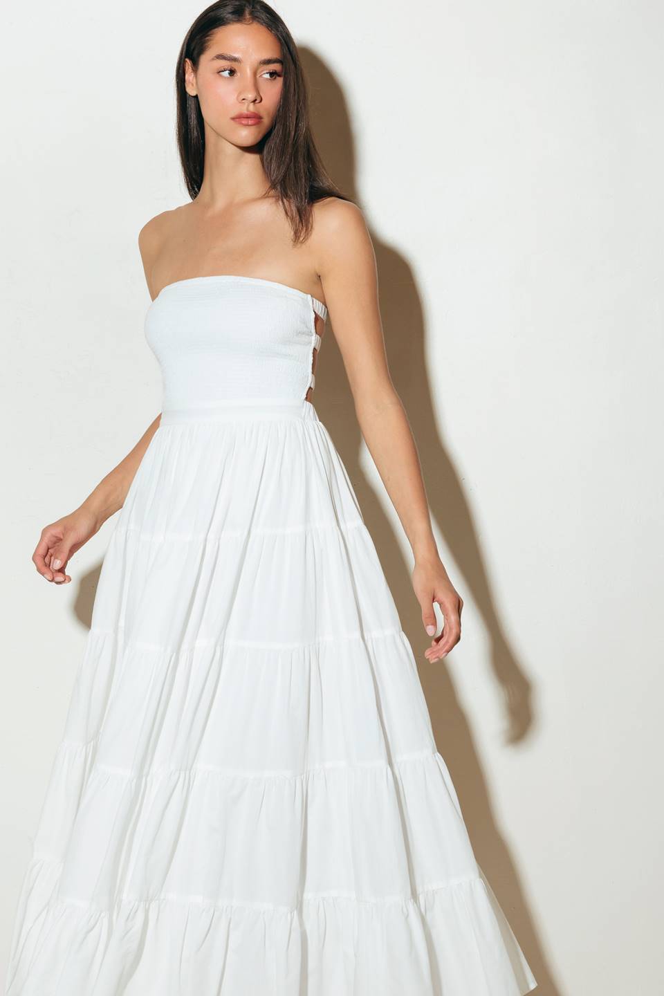 NEO BREEZE WHITE MIDI DRESS - By Baano