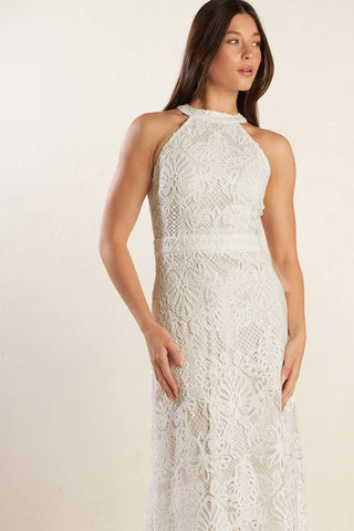 CATCHING DREAMS WOVEN LACE MIDI DRESS - By Baano