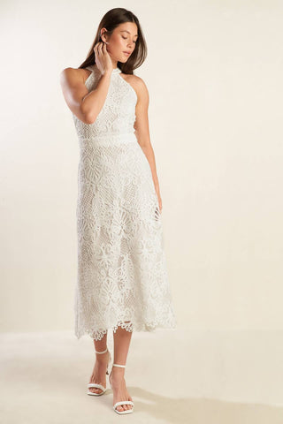 CATCHING DREAMS WOVEN LACE MIDI DRESS - By Baano