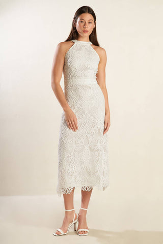CATCHING DREAMS WOVEN LACE MIDI DRESS - By Baano