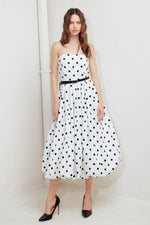 MONROE DOT WHITE WOVEN MIDI DRESS - By Baano