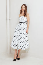 MONROE DOT WHITE WOVEN MIDI DRESS - By Baano