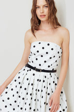 MONROE DOT WHITE WOVEN MIDI DRESS - By Baano