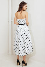 MONROE DOT WHITE WOVEN MIDI DRESS - By Baano