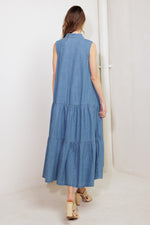 PETALS FALLING SLOWLY DENIM MIDI DRESS - By Baano