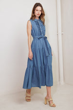 PETALS FALLING SLOWLY DENIM MIDI DRESS - By Baano