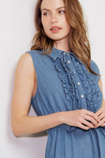 PETALS FALLING SLOWLY DENIM MIDI DRESS - By Baano
