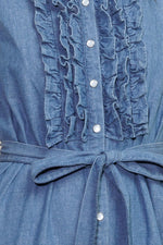 PETALS FALLING SLOWLY DENIM MIDI DRESS - By Baano