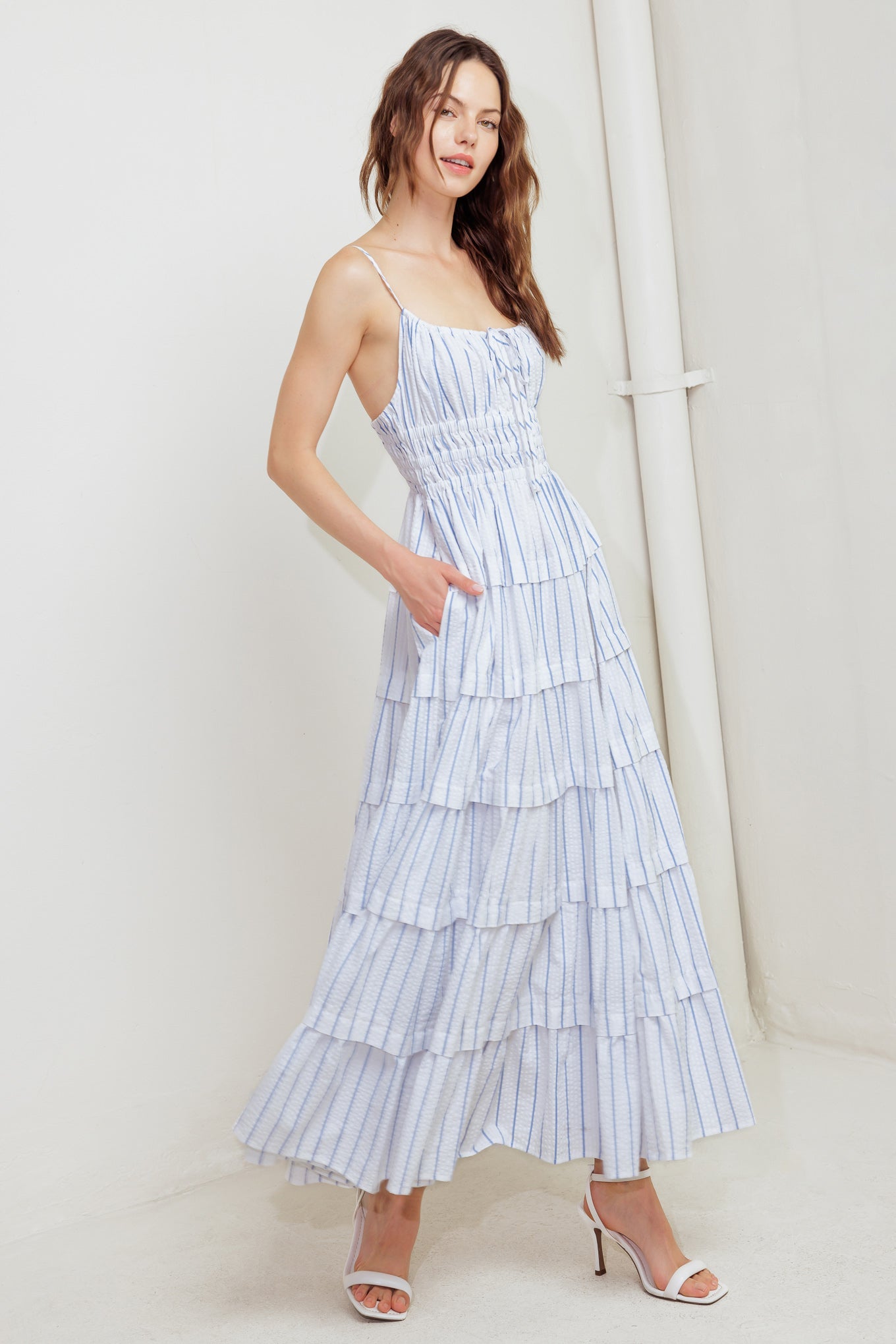 BREEZE NOTE WOVEN MIDI DRESS - By Baano