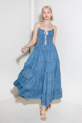 ETERNAL DESIRE DENIM MIDI DRESS - By Baano