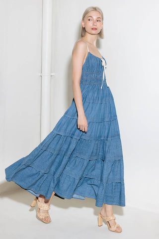 ETERNAL DESIRE DENIM MIDI DRESS - By Baano