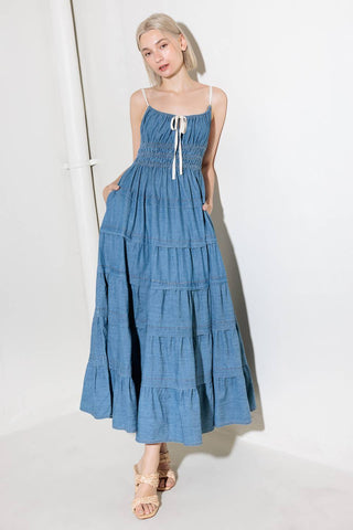 ETERNAL DESIRE DENIM MIDI DRESS - By Baano