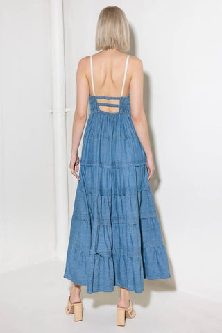 ETERNAL DESIRE DENIM MIDI DRESS - By Baano