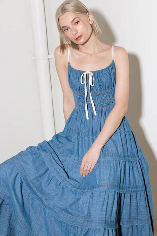 ETERNAL DESIRE DENIM MIDI DRESS - By Baano