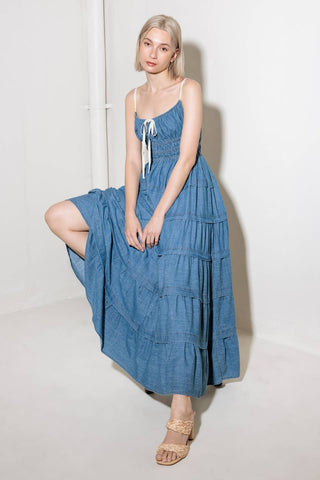 ETERNAL DESIRE DENIM MIDI DRESS - By Baano