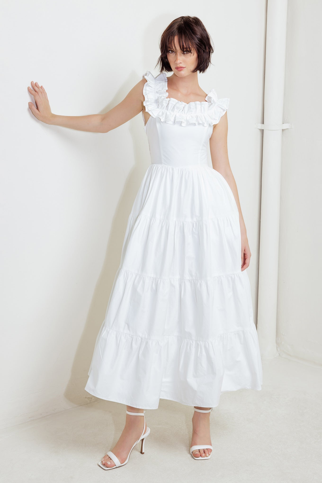 SWEETHEART TIERED ROMANCE WOVEN MIDI DRESS - By Baano