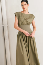 DREAMWEAVER ROMANTIC OLIVE WOVEN MIDI DRESS Flying Tomato