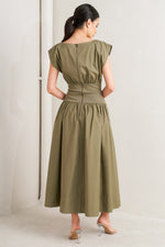 DREAMWEAVER ROMANTIC OLIVE WOVEN MIDI DRESS Flying Tomato