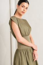 DREAMWEAVER ROMANTIC OLIVE WOVEN MIDI DRESS Flying Tomato