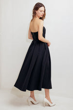 BLACK TIE MUSE WOVEN MIDI DRESS Flying Tomato