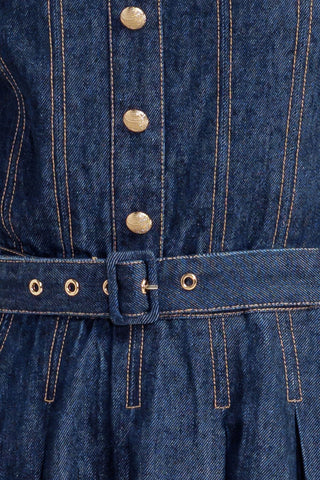 MOONLIGHT SERENADE DENIM MIDI DRESS - By Baano
