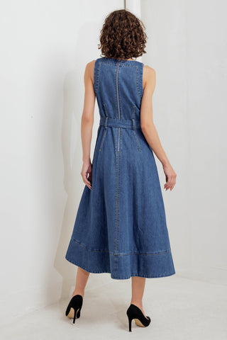 POET’S MUSE DENIM WOVEN MIDI DRESS - By Baano