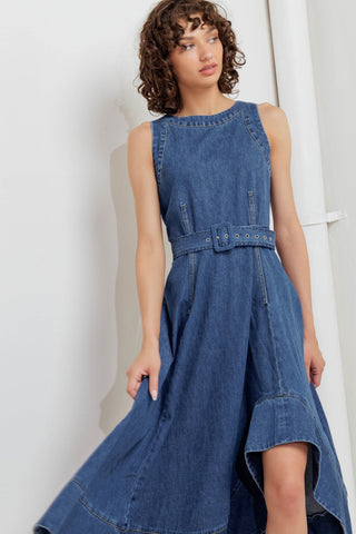 POET’S MUSE DENIM WOVEN MIDI DRESS - By Baano