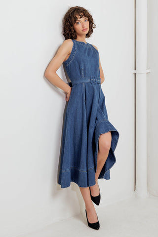 POET’S MUSE DENIM WOVEN MIDI DRESS - By Baano