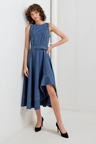 POET’S MUSE DENIM WOVEN MIDI DRESS - By Baano