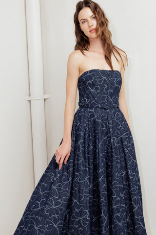 MOONDUST GARDEN DENIM MIDI DRESS - By Baano