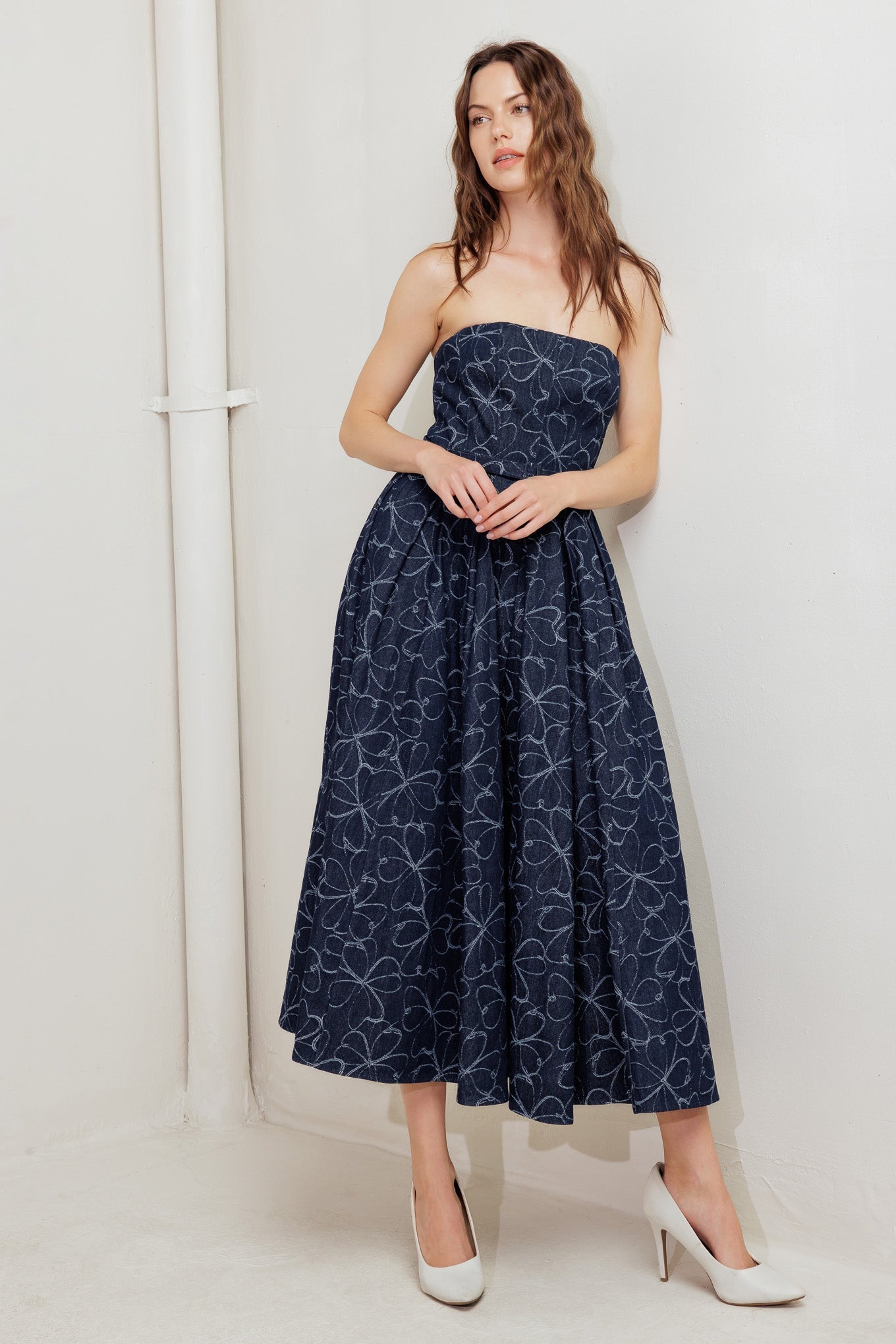 MOONDUST GARDEN DENIM MIDI DRESS - By Baano